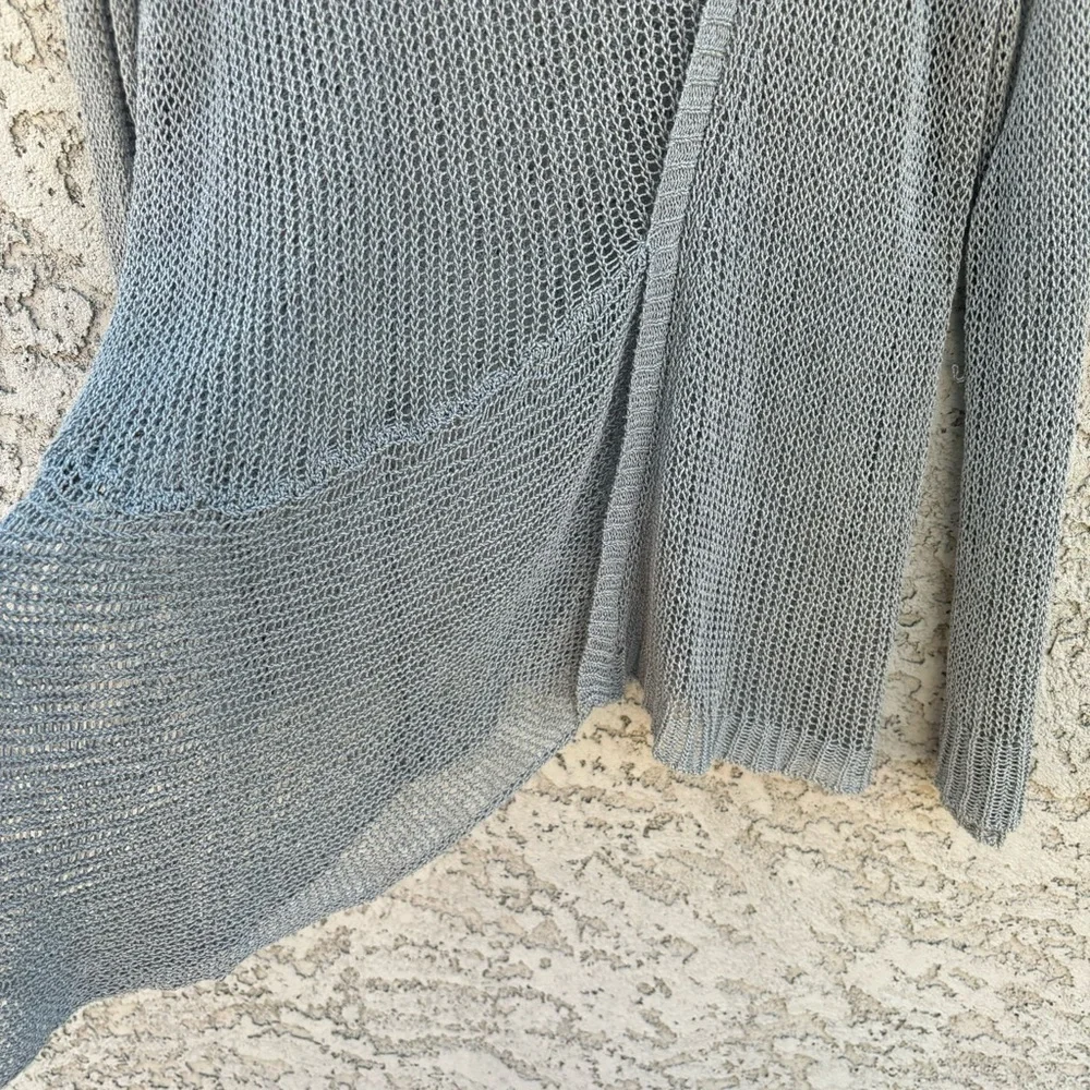 INHABIT Gauzey Grey Silk Long Sleeved Asymmetrical Sweater - Picture 8 of 9